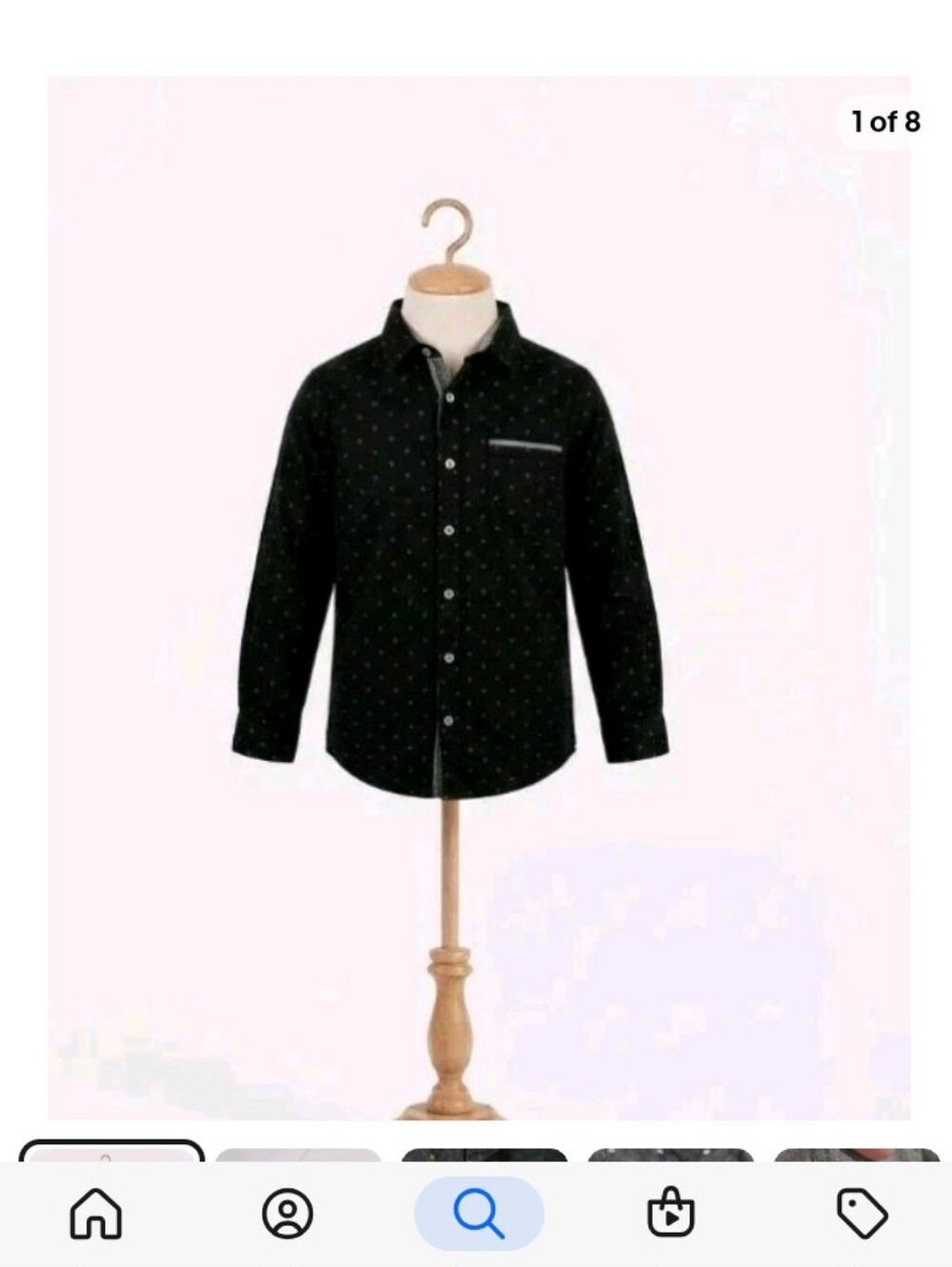 Zara Black Long-Sleeve Button-Down Shirt with Tiny Dot Print
